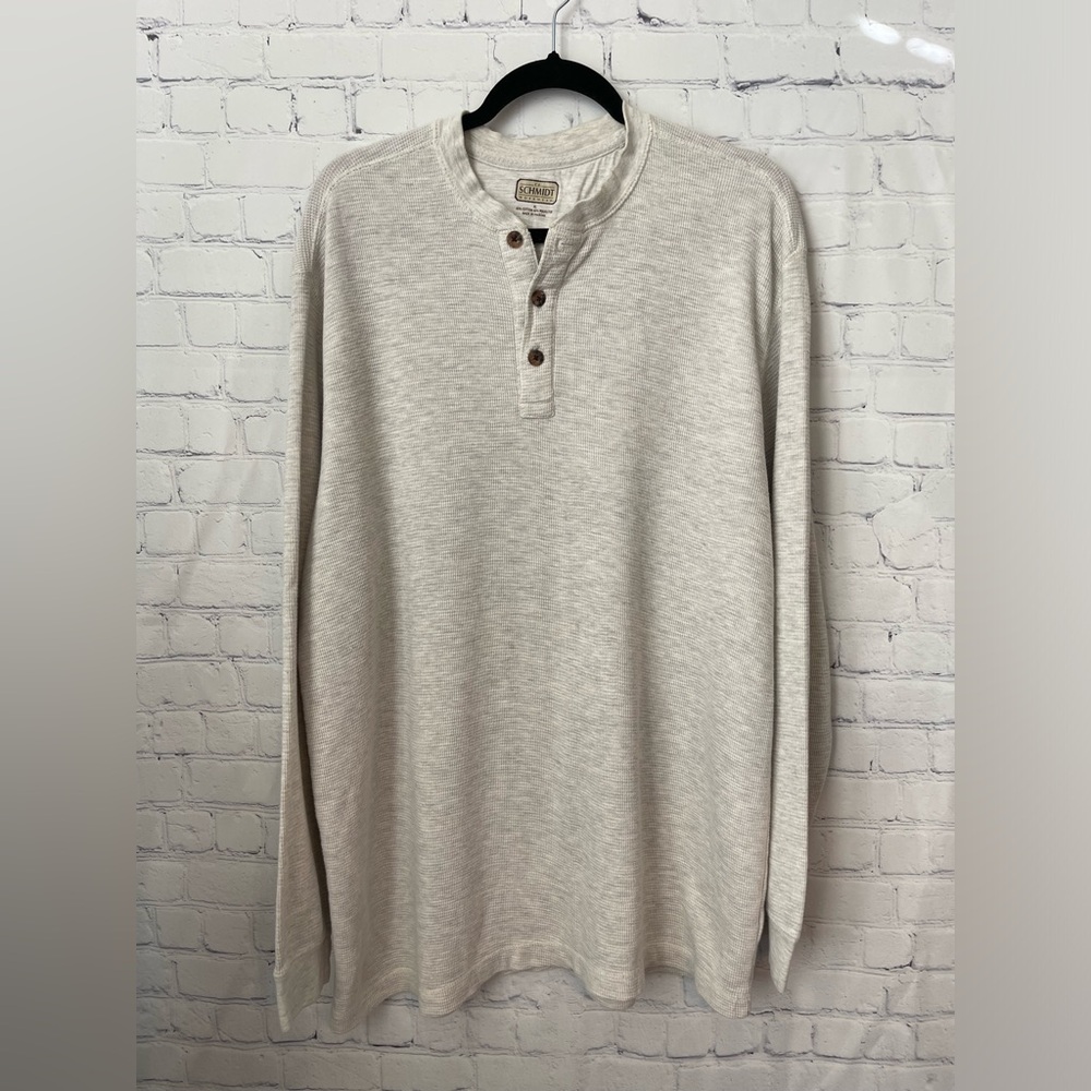 Men's Henley Long Sleeve Shirt - Cream